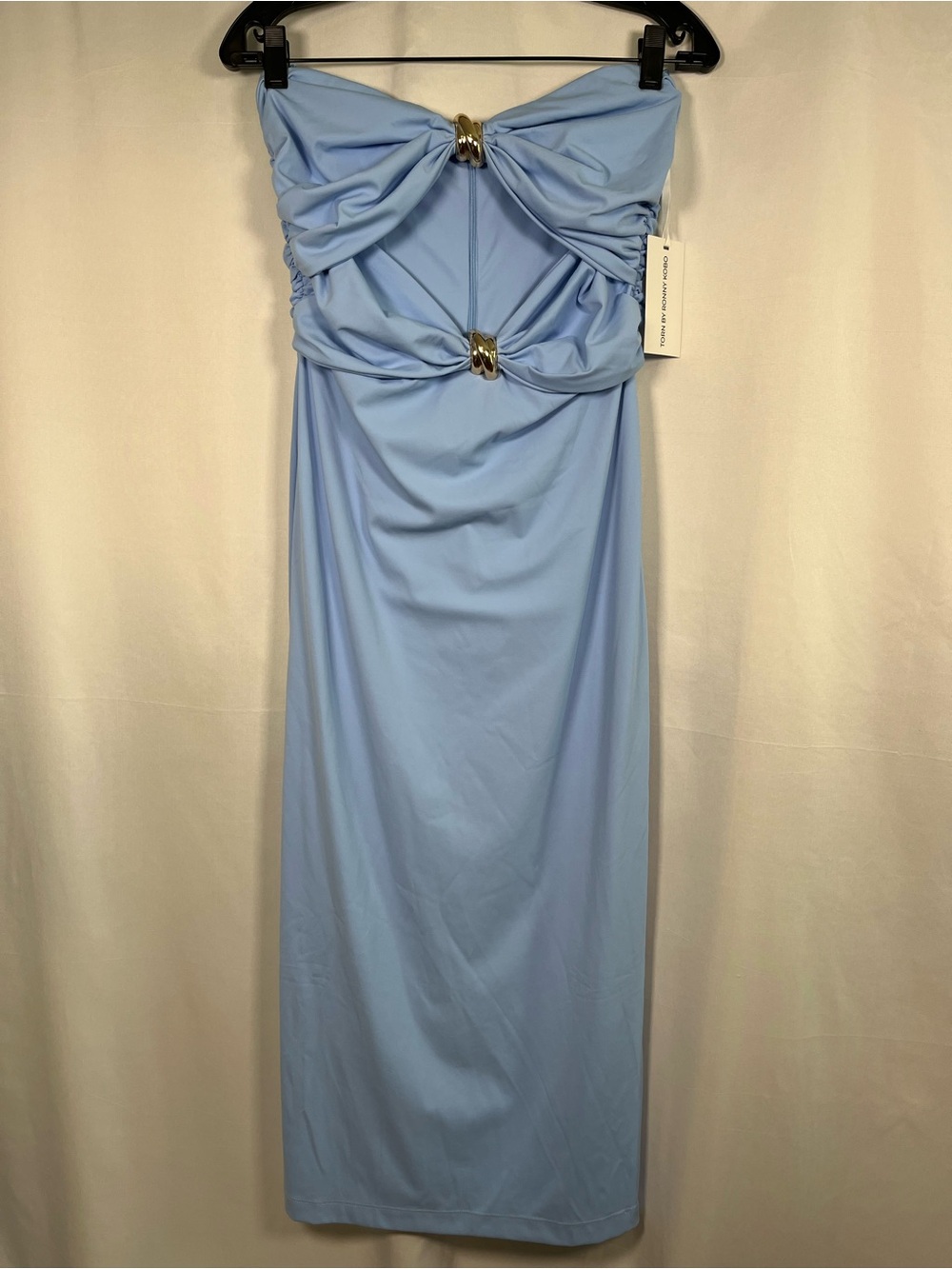 Torn by ronny kobo blue Sandrine strapless bodycon midi dress cutout NWT SZ M